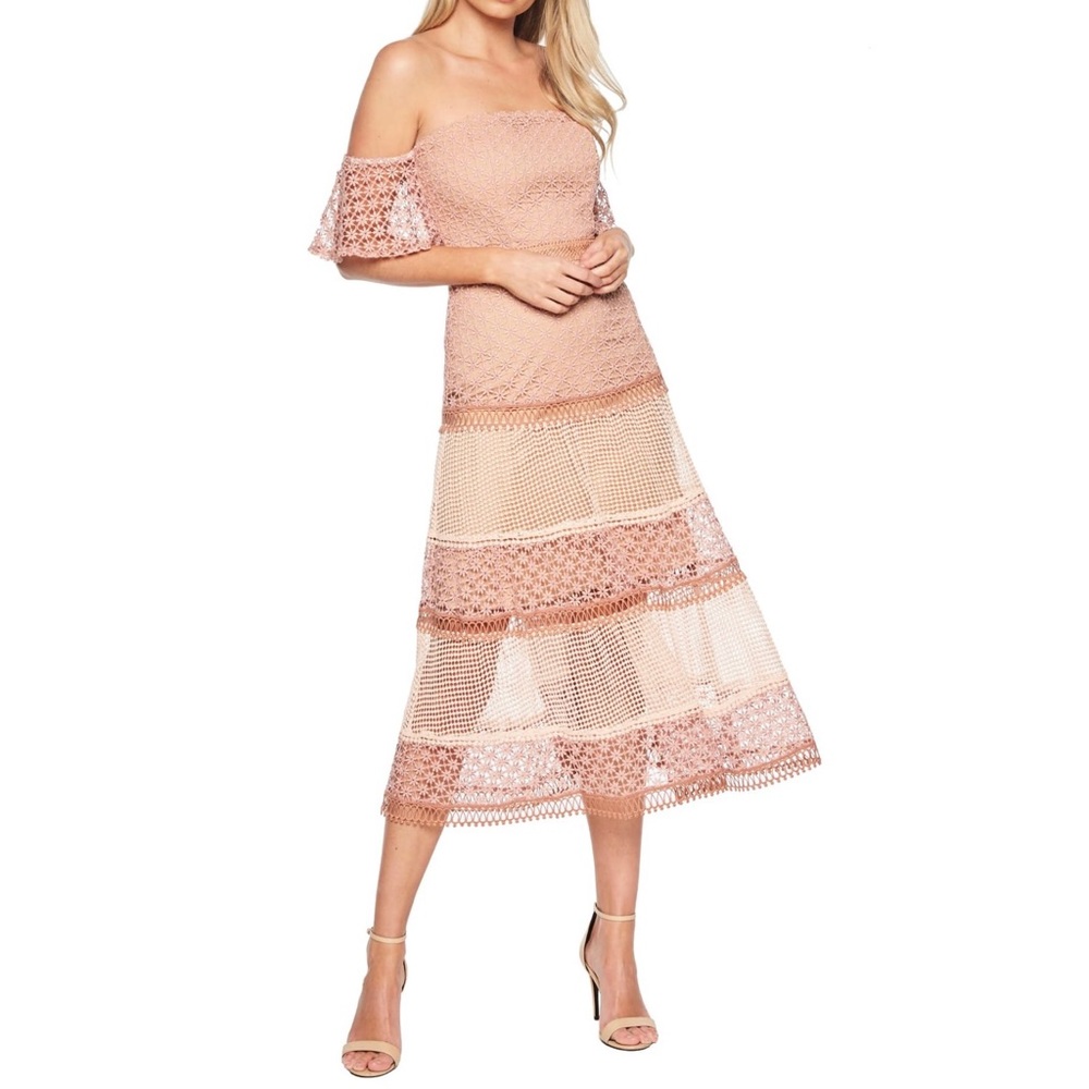 Bardot Kristen Off Shoulder Lace Midi Dress - Picture 1 of 8